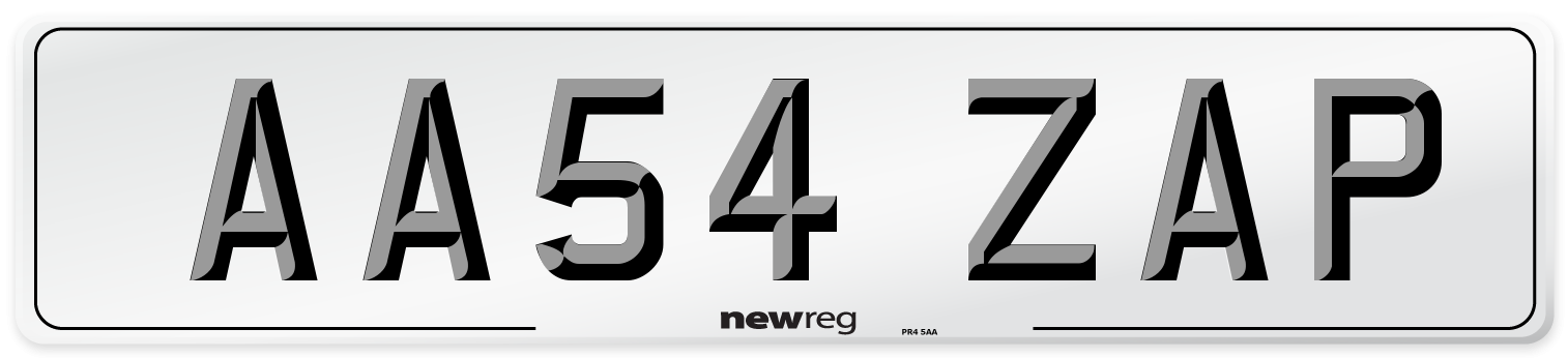 AA54 ZAP Number Plate from New Reg